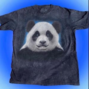 Men’s XL The Mountain panda face blue tie dye graphic tee ✨